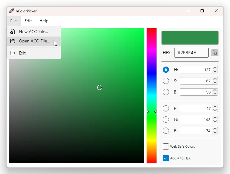 ACO file format support