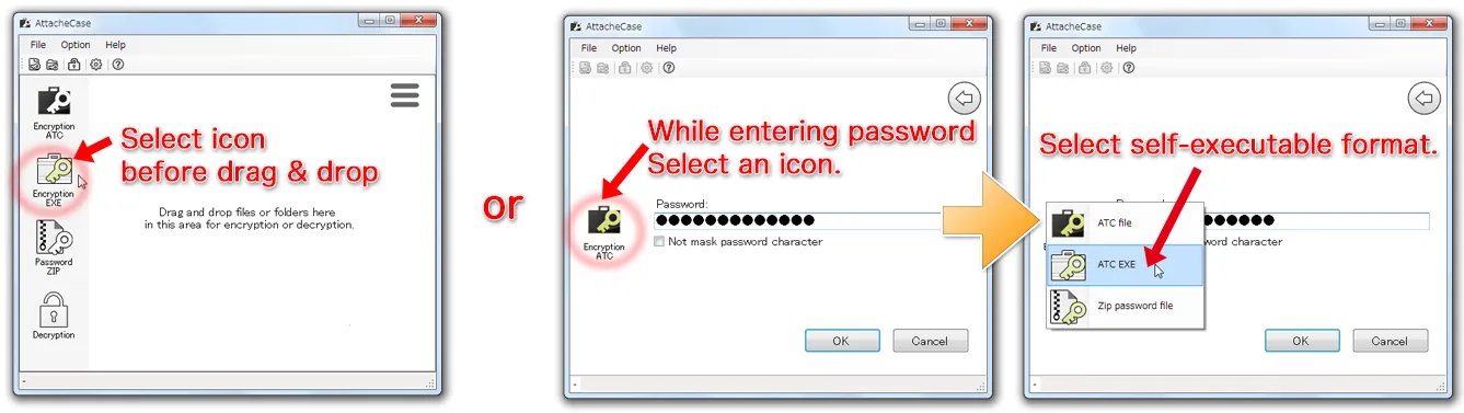 Self-extracting executable selection window