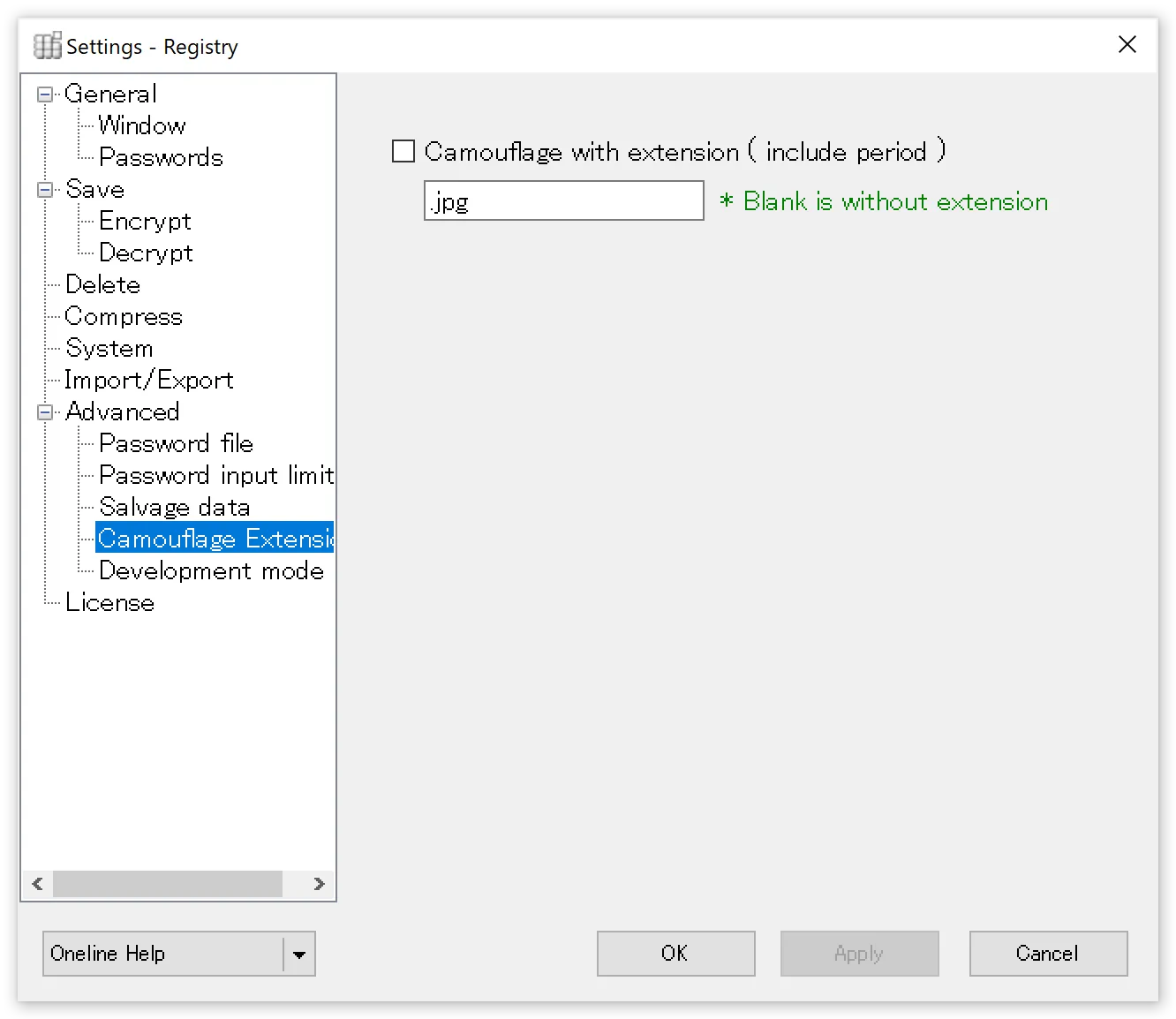 Extension camouflage settings panel